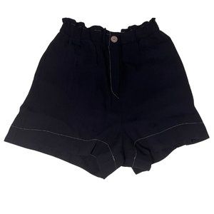 ZARA High Waist Crinkle Elastic Waist Black Shorts w/ Pockets